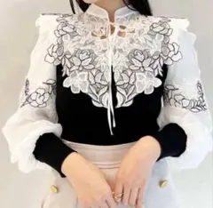 【新品未使用タグ付】レースカラーニットプルオーバー SNIDEL