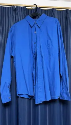 青色 ボタンアップシャツ XL