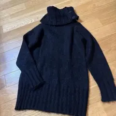 vivayou 黒ボタン付きラメ入り黒タートルネックニットセーター