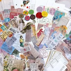 ジャンクジャーナル　紙もの　素材　おすそわけ　ヴィンテージ風　ステッカー