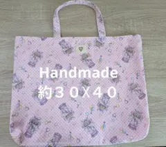 ハンドメイドNo77.ユニコーン柄ピンク　レッスンバッグ　通園通学　サブ　トート