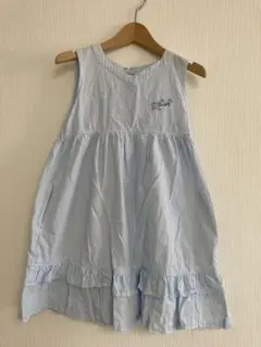 クラウンバンビ ノースリーブ ワンピース 綿 ストライプ フリル 120