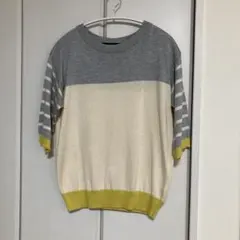 w closet 半袖 ニット セーター バイカラー