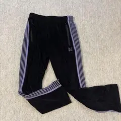 Needles ベロアパンツ M ブラック ラインはパープル系