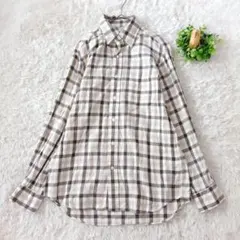 BOWBELLS HOUSE ベージュ系チェックBDシャツ M　長袖　カジュアル