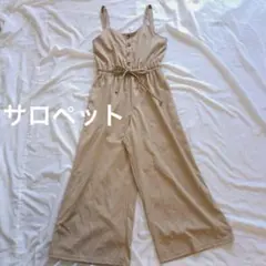 サロペット【M】ウエスト調節可能 ノースリーブ ポケットなし 無地