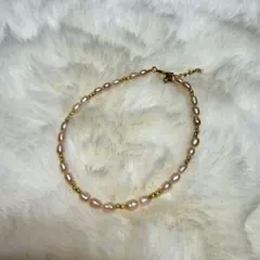 淡水パール ブレスレット ゴールドアクセント