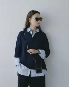 etretokyo ハーフスリーブニットポロ navyのサムネイル