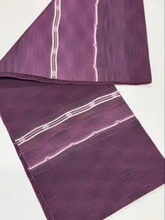 名古屋帯 紫色 ストライプ模様