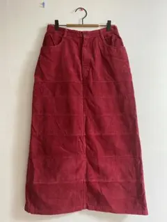 ロングスカート　コーデュロイ切り替え　セミタイトデザイン