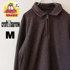 USA古着 croft＆barrow ハーフジップスウェット 無地　M ブラウン