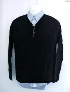 【未着用】無印良品＊ヘンリーネックニットセーターM Black