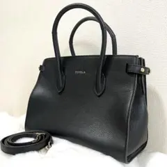 ✨美品✨フルラ　ショルダーバッグ　ハンドバッグ　ブラック　レザー　フォーマル