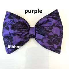 紫色✖️黒花柄リボン　盛り髪　体育祭　文化祭purple