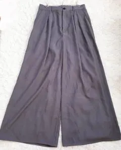 エルノロゼット ワイドパンツ スラックス グレー（L）ハイウエスト ゆったり