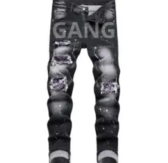 クラッシュデニム US UKドリル スキニーパンツ AMIRI trapster