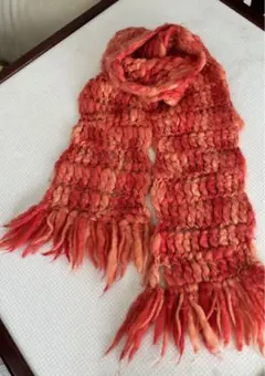 手編みウールマフラー 男女兼用　プレゼントにも