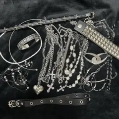 シルバーアクセサリー まとめ売り ネックレス グランジパンク Y2K 十字架 銀