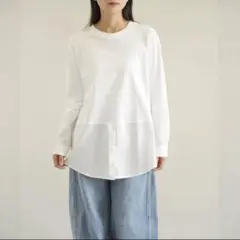 ロング Tシャツ 長袖 インナー Ｍ カットソー ホワイト 重ね着 フォーマル