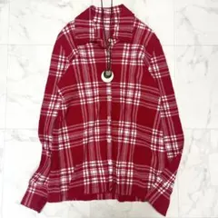 美品 洗える ツモリチサト チェック柄 クレプリシャツ ちりめん織 レッド Mのサムネイル
