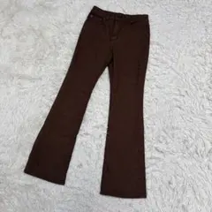 GU ジーユー ミドルライズフレアジーンズ ブラウン S ストレッチ デニム