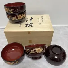 【未使用】桂由美 天然木 漆塗り 汁椀 5客セット 専用箱付き