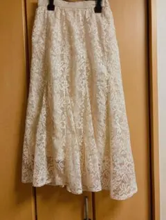 アイボリー レース フレアスカート ロング丈