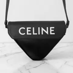 美品 セリーヌ トライアングル バッグ ブラック レザー ショルダーバッグ ロゴのサムネイル
