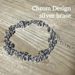 【新品未使用】シルバー クロムハーツ柄 ブレスレット 十字架 クロス タイニー