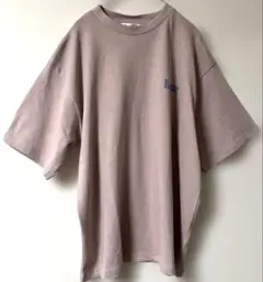 Leahmatin ロゴ入り半袖Tシャツ くすみピンクＬサイズ 冷感接触素材、綿