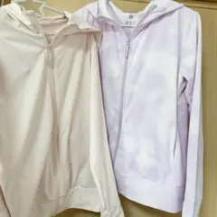 UNIQLO ユニクロ 薄紫 パーカー マーブル柄 150 2枚セット