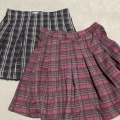 キッズ プリーツスカート チェック柄 2枚セット
