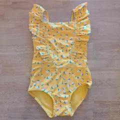 花柄フリル付きイエロー水着