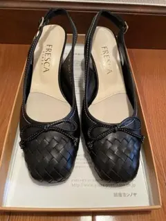 銀座ヨシノヤ FRESCA GINZA パンプス 黒 スクエアトゥ 23.5cm