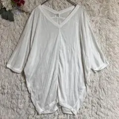 【プラステ】2 L シアートップス Vネック ホワイト ゆったり レーヨン混のサムネイル