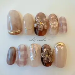 【#114】ネイルチップ　ニュアンス　淡色ネイル　ブラウン