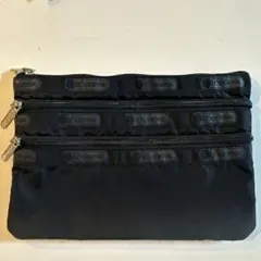 LESPORTSAC ブラック　ポーチ 3段　2ポケット