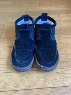 黒スエードショートブーツ ファー付き