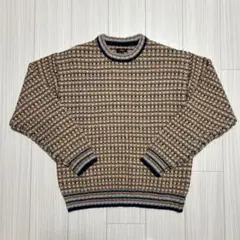 BEAMS ニット ビームス 3ゲージ ジャカード クルーネック ニット