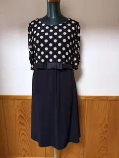 美品クリーニング済　授乳口付ワンピース　ドット　スウィートマミーM相当　5分袖