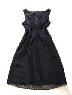 大きなサイズ ノースリーブワンピース カシュクール ドット柄 黒 オケージョン