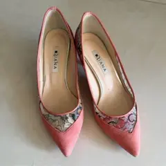 DIANA 刺繍　花柄　レース　ピンク パンプス　ハイヒール 　ピンヒール