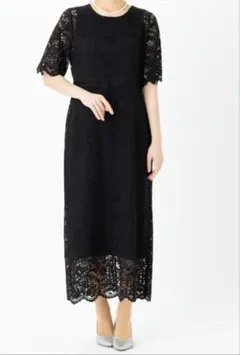 【美品・バッグ付き】グリーンレーベル　ドレス　ワンピース　ブラックM