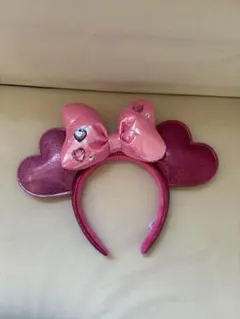 ピンク ハート型カチューシャ　ミニーちゃん