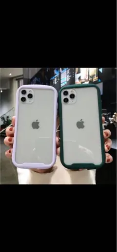 iPhone14Plusケース iPhone透明ケース グリーン iface