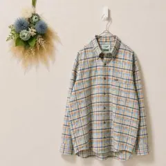クロコダイル 長袖 チェックシャツ M グレー系 コットン100% 羽織 DBのサムネイル