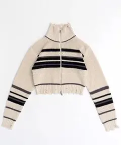 Front Zip Mesh Border Knitwear ボーダーニットのサムネイル
