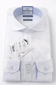 【新品・タグ付】ORIHICA ノンアイロンストレッチシャツ 白×ブルー S