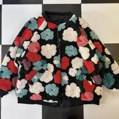 ⭐️ サンディリアン 花柄 ボア ハーフジップ長袖 ポリエステル 防寒 