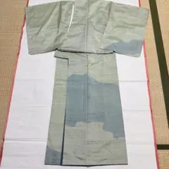 紬 着物 雲と月模様 グレー系 - メルカリ